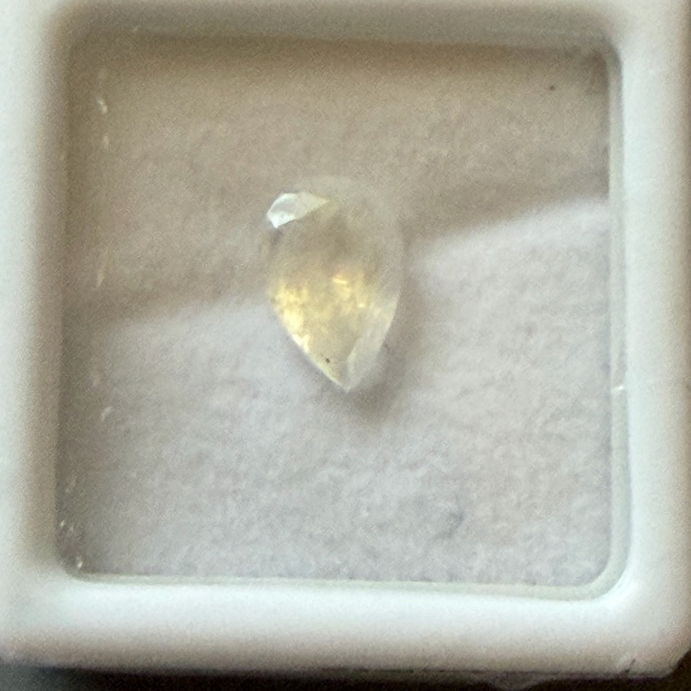 Rainbow moonstone pear shaped 9 x 6 mm loose gemstone, and collectors box